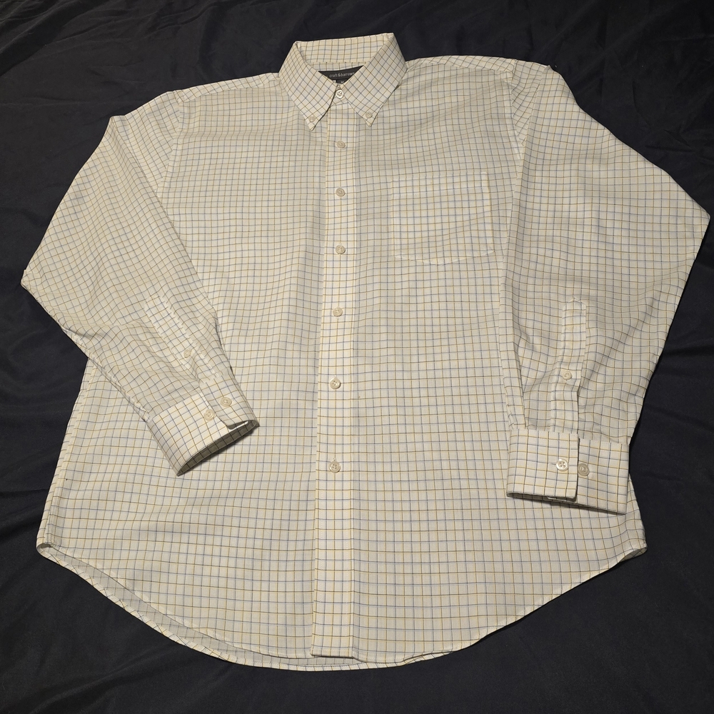 Croft & Barrow Cream and Blue Checkered Dress Shirt